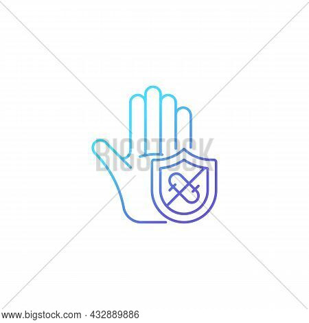 Microbes Protection Gradient Linear Vector Icon. Protect Hands Against Pathogens. Using Antibacteria