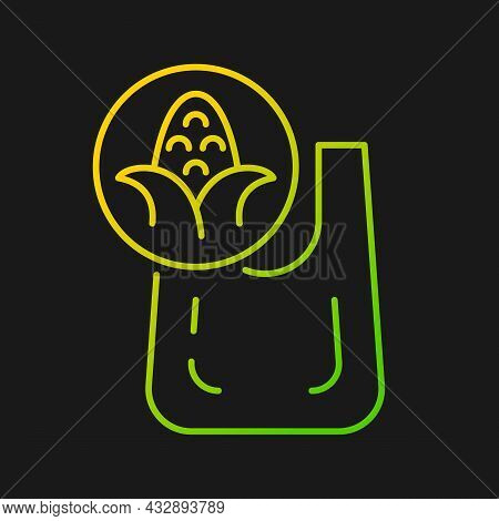 Compostable Bag Made From Corn Gradient Vector Icon For Dark Theme. Biodegradable Shopping Bag. Plan