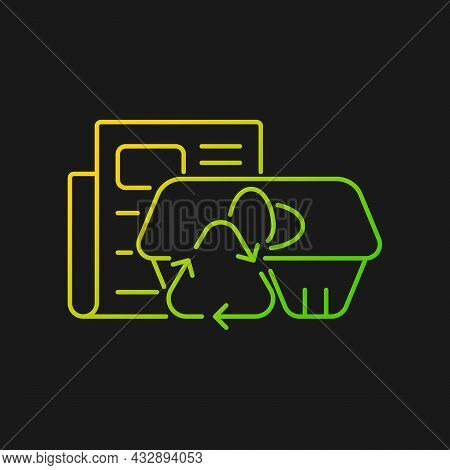 Egg Cartons From Newspaper Gradient Vector Icon For Dark Theme. Recycled Tray Made From Pressed Pape