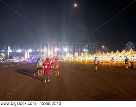 Chang International Circuit Buriram Thailand-27 March  2021:night Run Buriram Marathon 2021 Activity