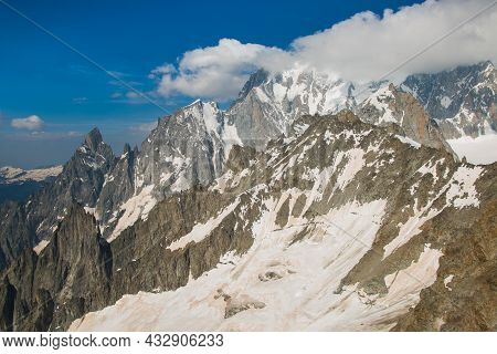 Landscape Of High Alps In The Mont Blanc Massif During Summer Day Of July, France