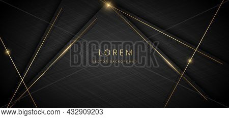 Abstract Black Line Background With Goldenlines Light Effect. Luxury Concept. Vector Illustration