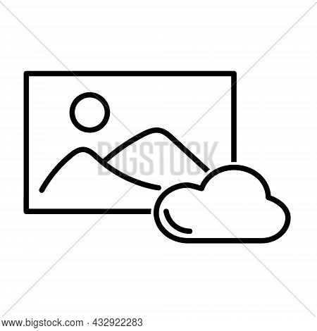 Picture Icon. Flat Pictogram For Web. Line Stroke. Simple Photo Symbol Isolated On White Background.