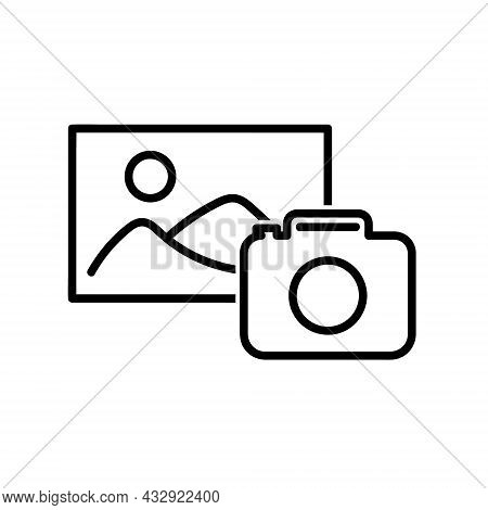 Picture Icon. Flat Pictogram For Web. Line Stroke. Simple Photo Symbol Isolated On White Background.
