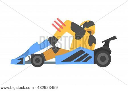 Kart Racing Or Karting With Man Racer In Open Wheel Car Engaged In Motorsport Road Extreme Driving V