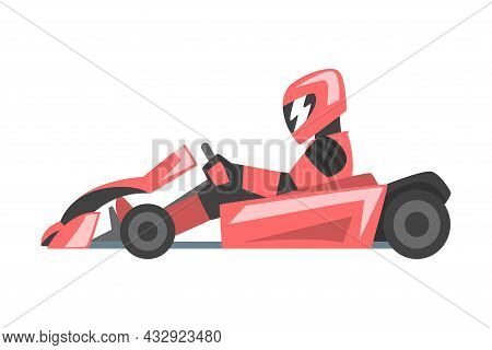 Kart Racing Or Karting With Man Racer In Open Wheel Car Engaged In Motorsport Road Extreme Driving V
