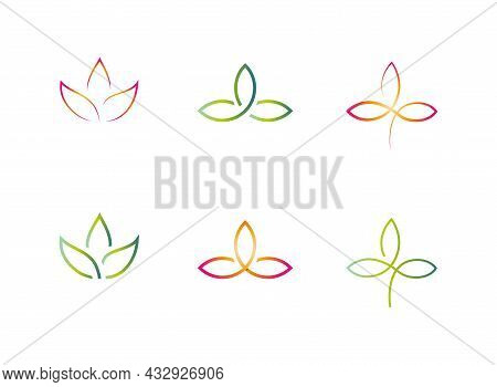 Ayurveda Yoga Spa Purity Meditation Calm Lotus Company Logo Orange Green Bright Colors
