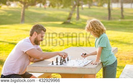 Checkmate. Spending Time Together. Strategic And Tactic. Tutorship. Dad And Kid