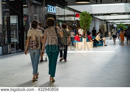 People At The Shopping Mall. Dambovita Mall In Targoviste, Romania, 2021