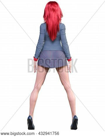 Sexy Woman Red Hair Office Secretary.