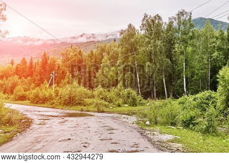 Vacation Roadtrip Landscape. Russian Altai Mountains. Multa Region. Holiday At Home. Staycation Conc