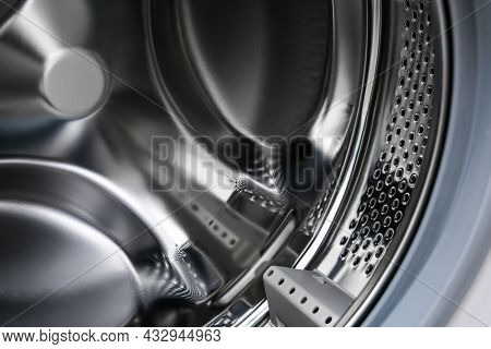 Washer Drum Close Up, Washing Machine Inside, Laundry Concept