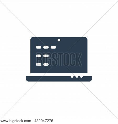 Laptop Computer, Notebook Solid Flat Icon. Vector Illustration