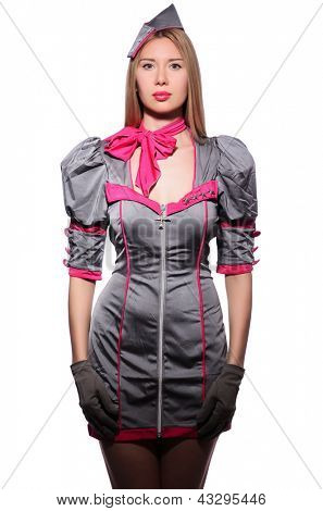 Airhostess แยกต่างหากบนขาว