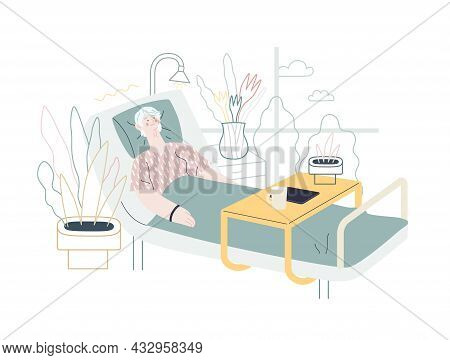 Hospitalization And Accomodation - Medical Insurance Illustration. Modern Flat Vector