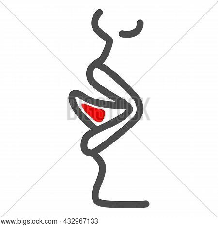 Ulcer On The Tongue Line Icon, Body Pain Concept, Tongue Canker Vector Sign On White Background, Out