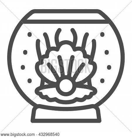 Shell With Pearl In Aquarium Line Icon, Interior Design Concept, Fish Tank Decoration Vector Sign On