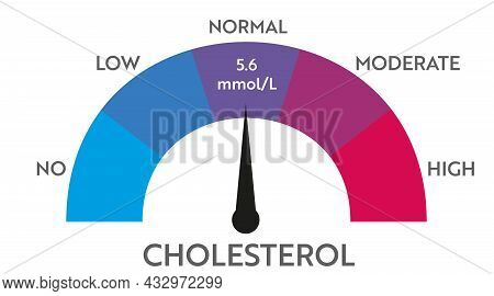 Cholesterol Level Meter Indicator. Medical Speedometer. Chat Control Concept Presentation