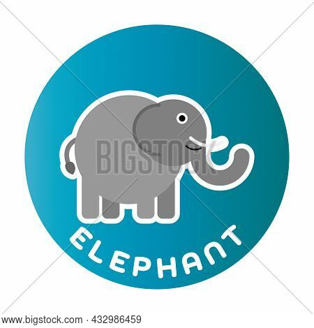 Happy Elephant - Funny Cartoon Animal. Children Character. Simple Vector Illustration With Dropped S