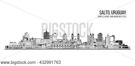 Cityscape Building Abstract Simple Shape And Modern Style Art Vector Design - Salto, Uruguay
