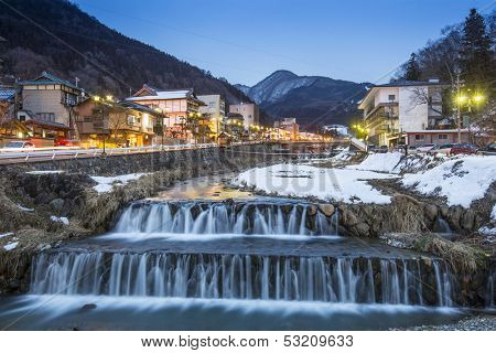 Springs in the small Town of Shubu, Nagano, Japan. The town is famed for its hot springs.
