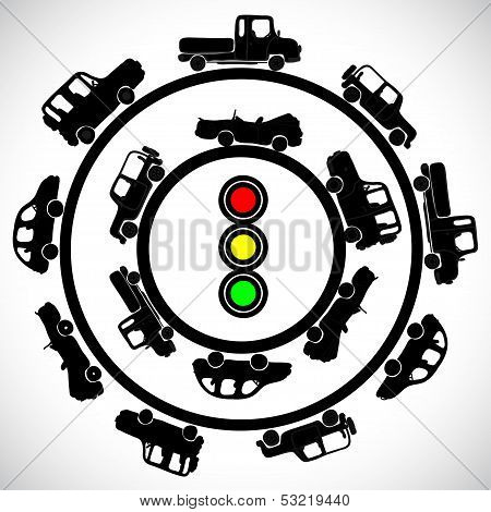 The cars on the roads
