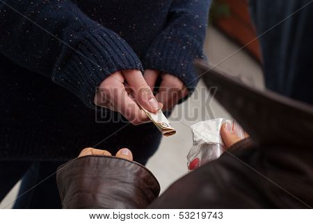 Drug Dealer Taking  Money