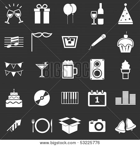 New Year Icons On Black Background
