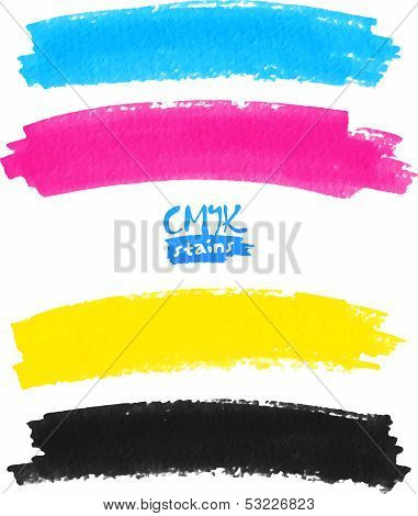 CMYK colors vector marker stains
