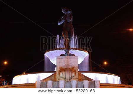 Due Fiumi Fountain At Night