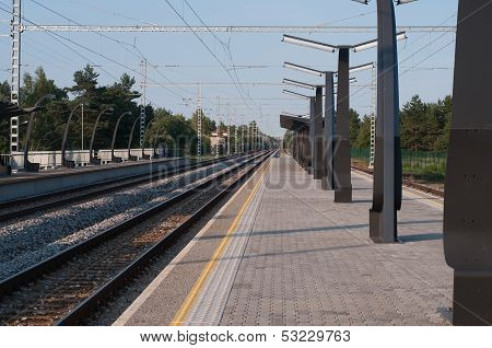Railroad tracks and perron