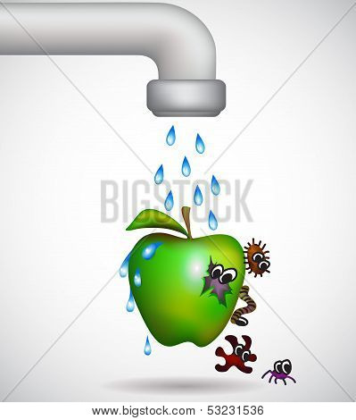 Washing an apple