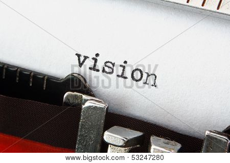 Word Vision On Retro Typewriter