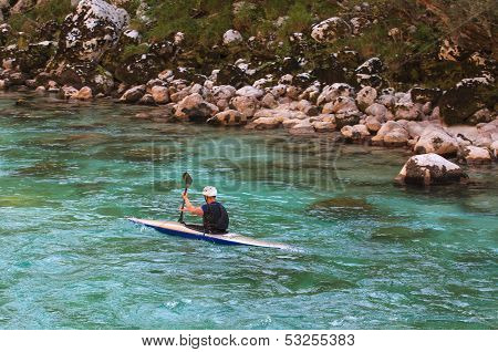 Kayaking On The Soca River, Slovenia