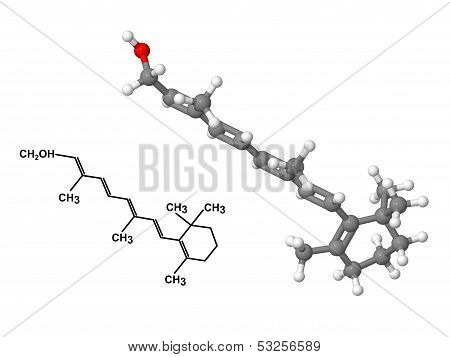 Vitamin A Molecule With Chemical Formula