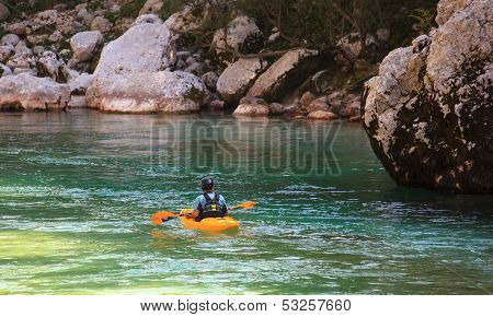 Kayaking On The Soca River, Slovenia