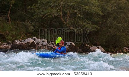 Kayaking On The Soca River, Slovenia