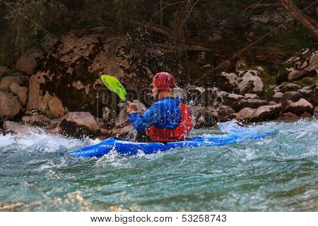 Kayaking On The Soca River, Slovenia