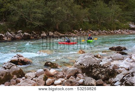 Kayaking On The Soca River, Slovenia