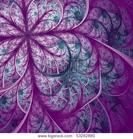 Beautiful Fractal Flower In Vinous And Gray. Computer Generated