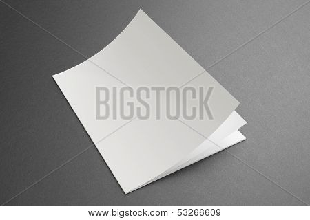 Blank Opened Magazine On Dark Background