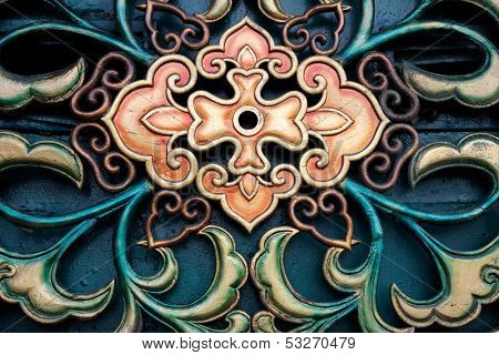 Colorful, patterned Chinese motif wall decoration