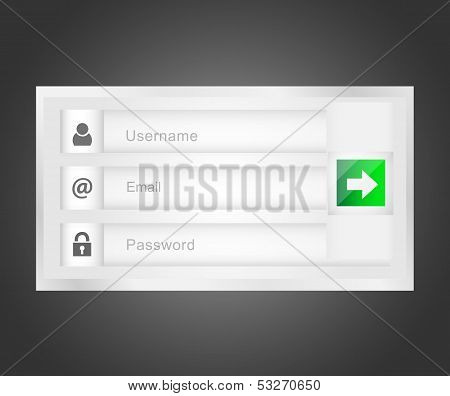 Vector login interface - username, email and password
