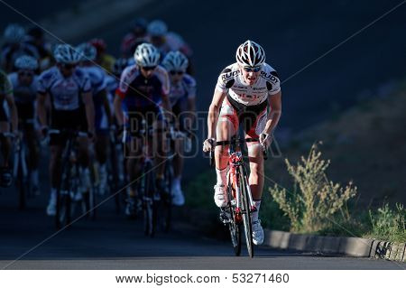 BLOEMFONTEIN, SOUTH AFRICA - NOVEMBER 7: Unidentified cyclist during the annual OFM Classic cycle race on November 7, 2010 in Bloemfontein, South Africa.
