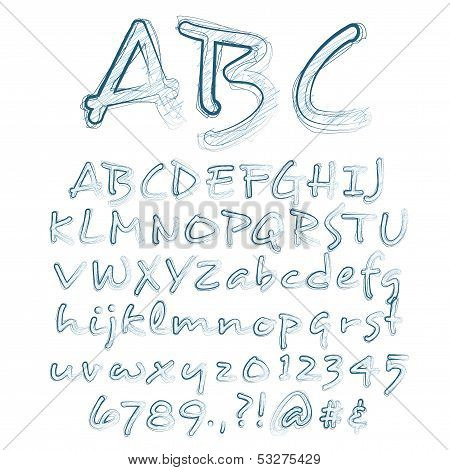Abstract Vector Illustration Of A Sketched Alphabet