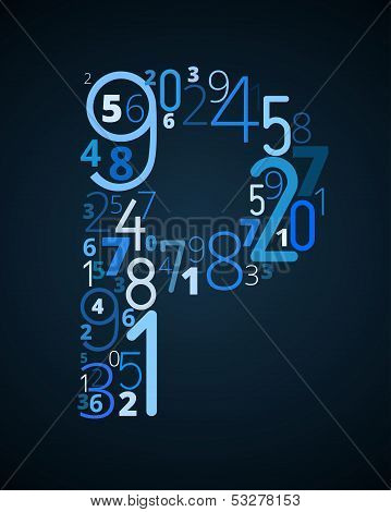 Letter P, vector font from numbers