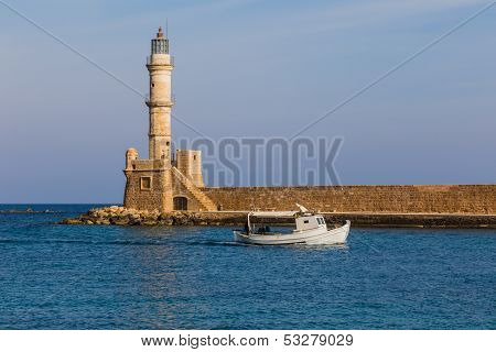 Lighthouse In Chania Harbor, Crete