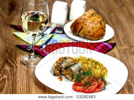 Fish Fillet And Wine