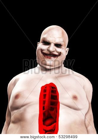 Fat Horrible Clown With Split Chest