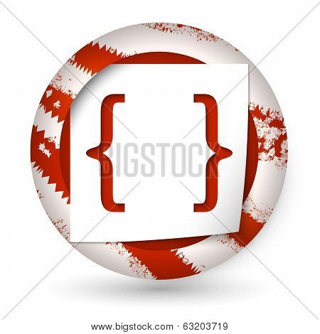 Red Abstract Icon With Paper And Brackets